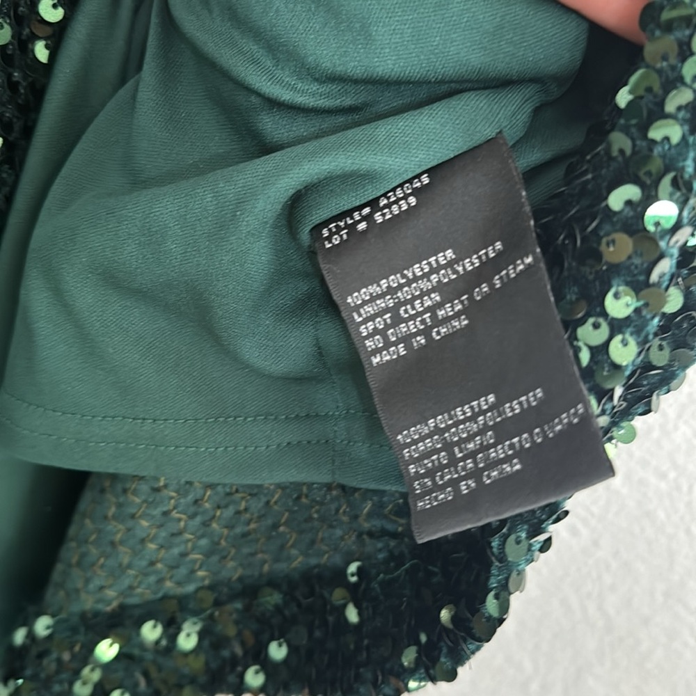 Betsy & Adam Dark Green Sequin Mini Dress - Picture 9 of 10
